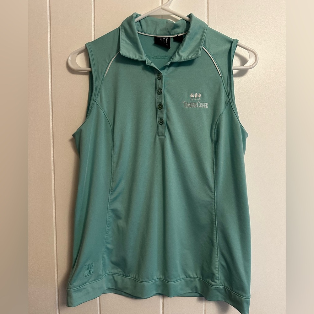 Timber Creek Sleeveless Polo Golf Shirt in Seafoam Green